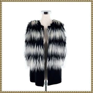 Vince Camuto Faux Fur Animal Print Vest Medium